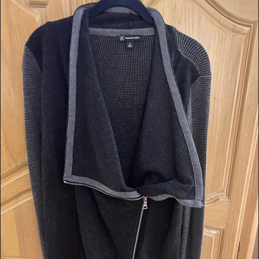 INC grey zip sweater jacket